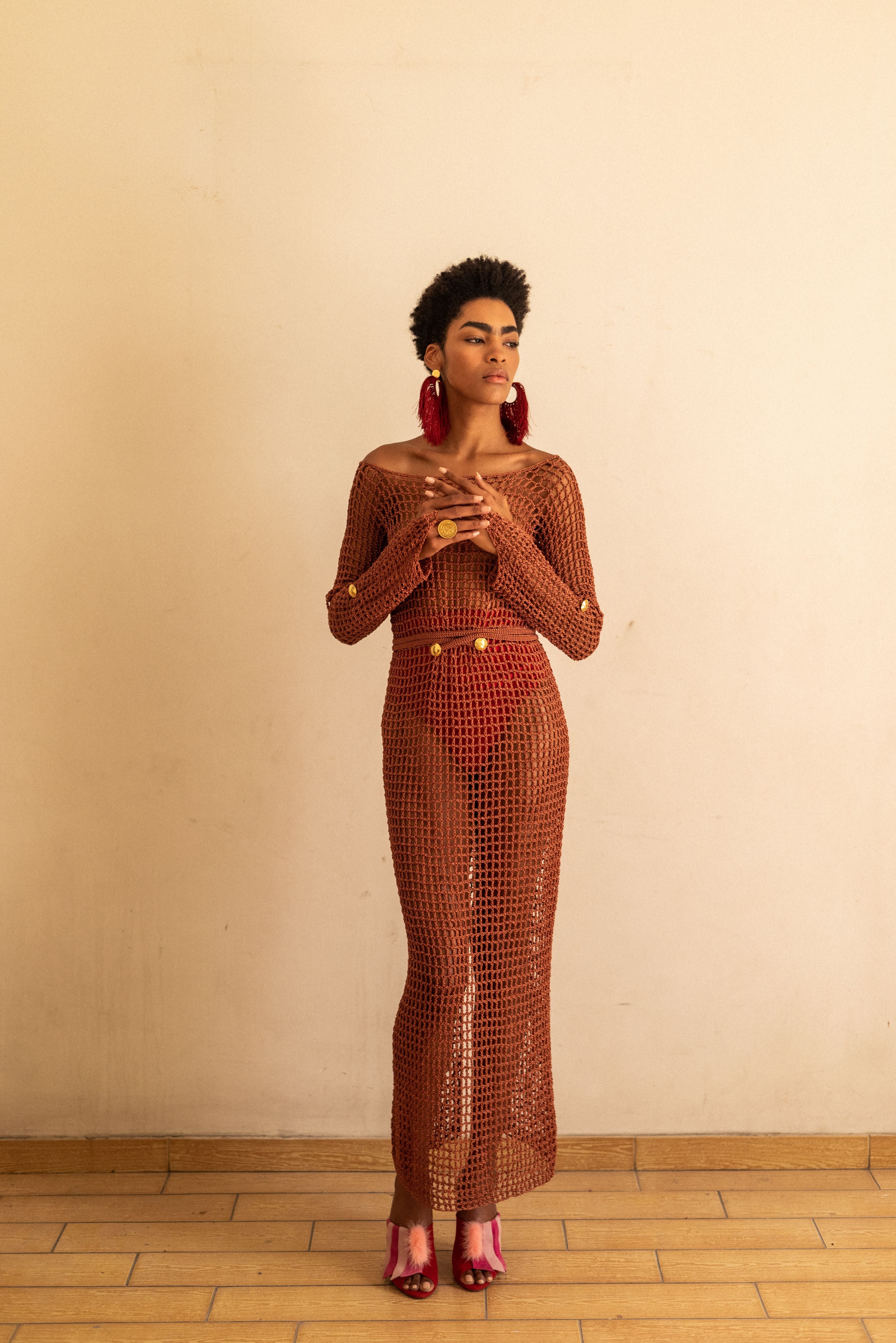 Vestido Octubre con cinto - Daniela Bustos Maya