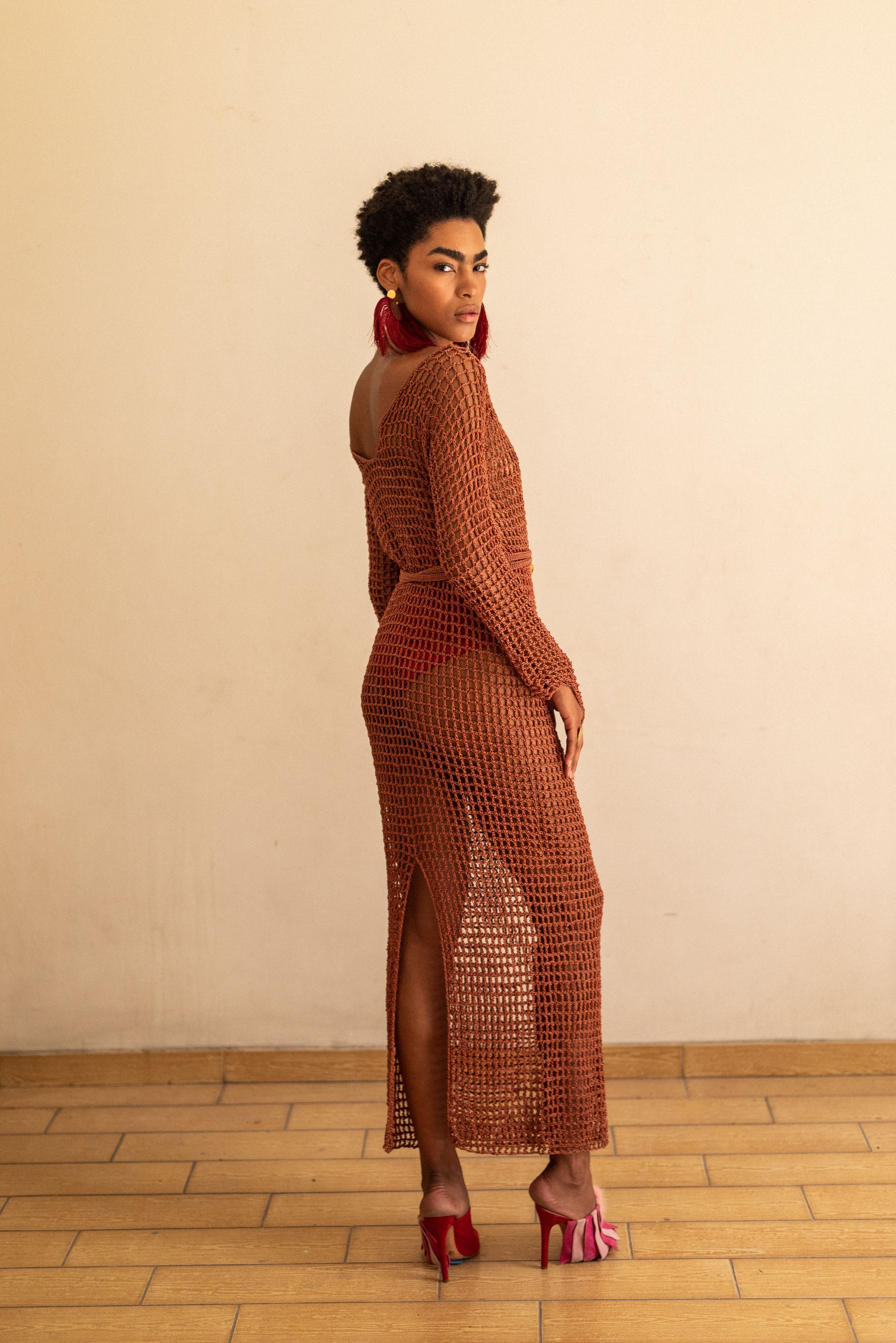 Vestido Octubre con cinto - Daniela Bustos Maya